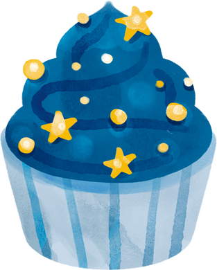 Watercolor Outer Space Birthday Cupcake